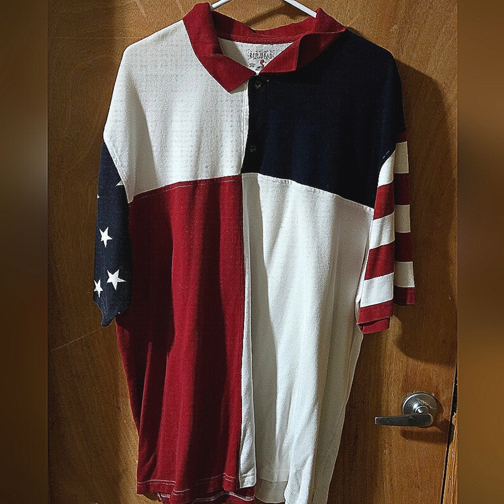 REDHEAD USA FLAG  THEMED POLO
